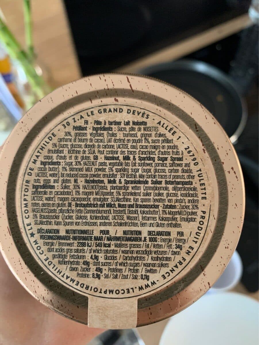 Le Comptoir De Mathilde Pâte à tartiner Lait noisette pétillant packshot