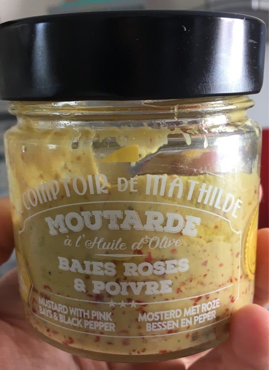 Le Comptoir de Mathilde Moutarde a l'huile d'olives baies roses et poivre packshot