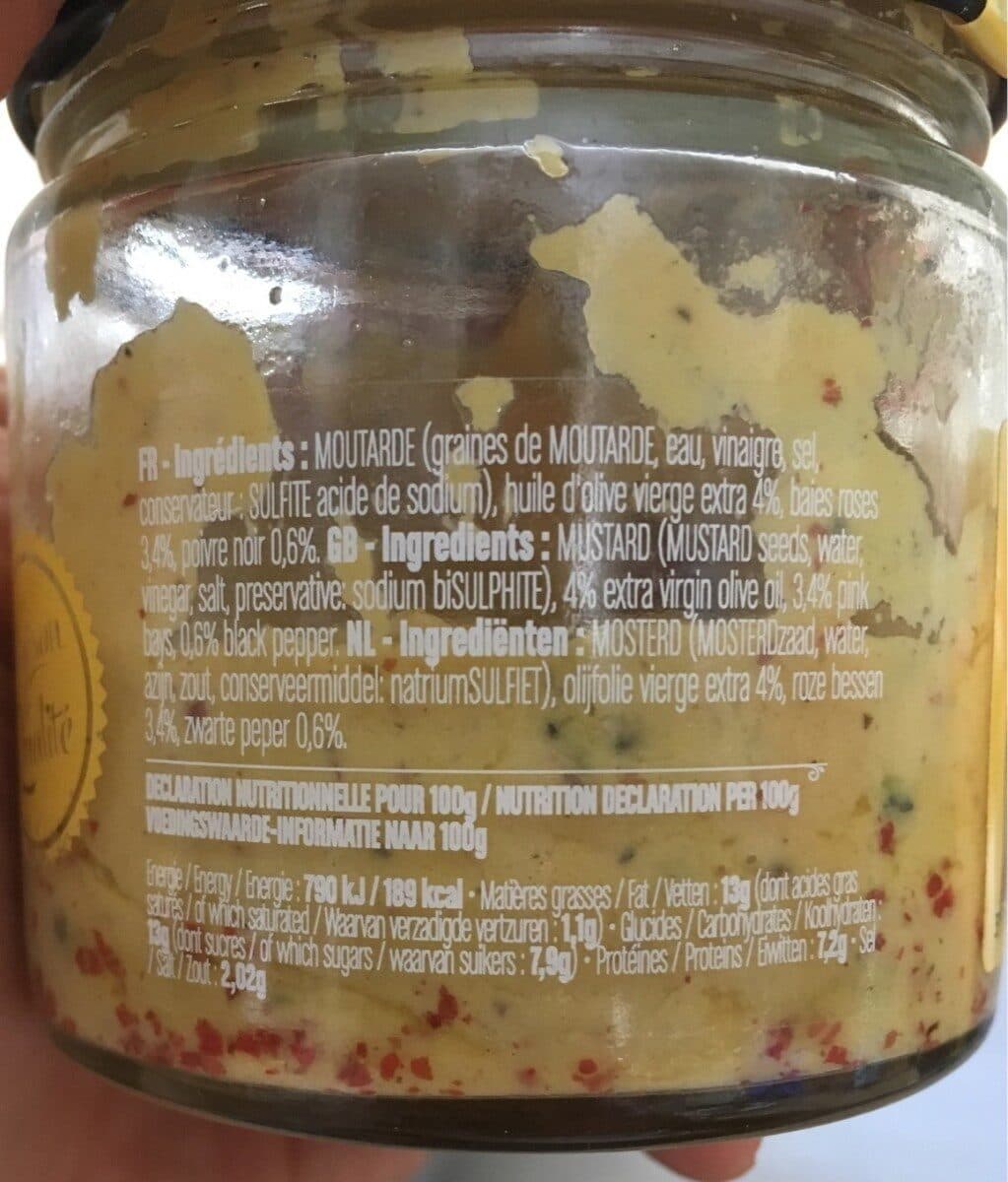 Le Comptoir de Mathilde Moutarde a l'huile d'olives baies roses et poivre packshot