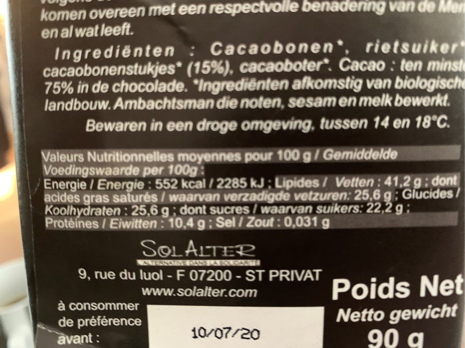 SolAlter Chocolat Noir packshot