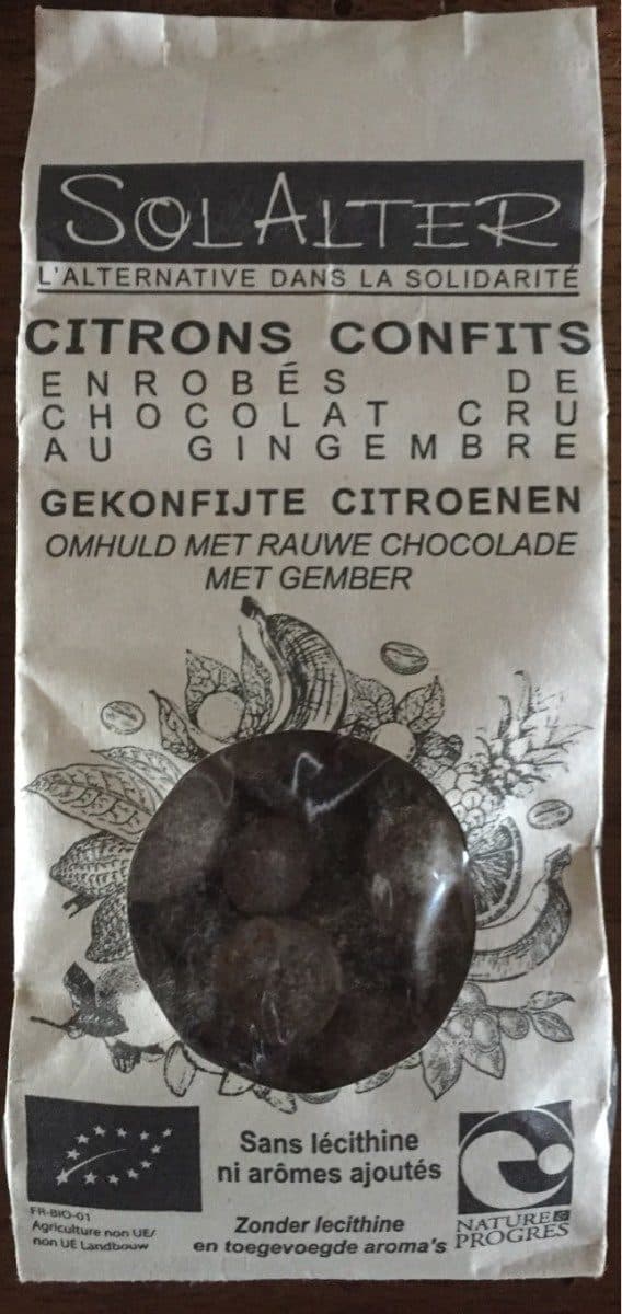 Open Food Facts Citrons confits enribés de chocolat cru au gingembre packshot