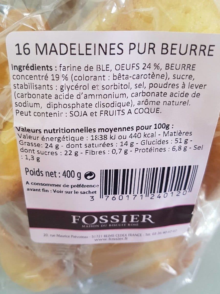 Fossier Madeleines pur beurre packshot