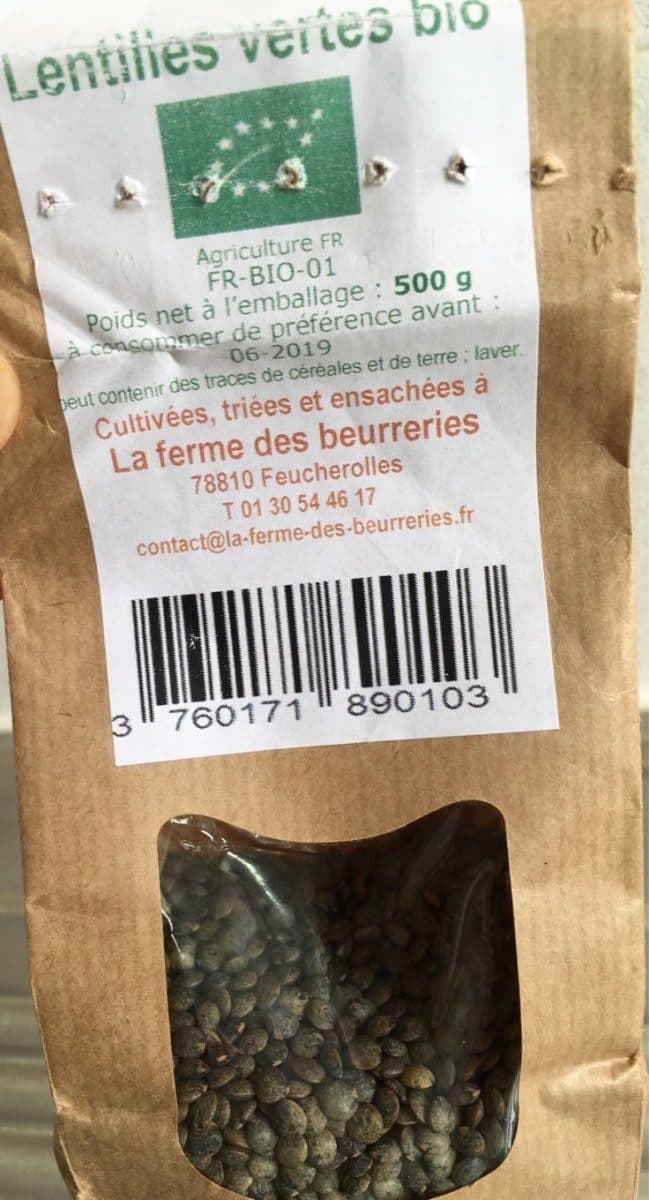 LA FERME DES BEURRERIES Lentilles vertes bio packshot