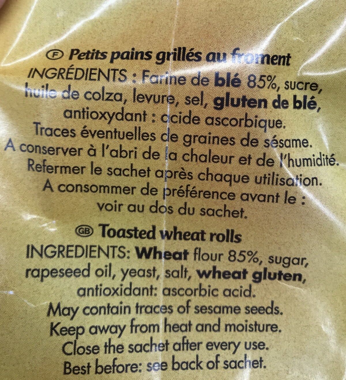 Open Food Facts Toasted Wheat Rolls packshot