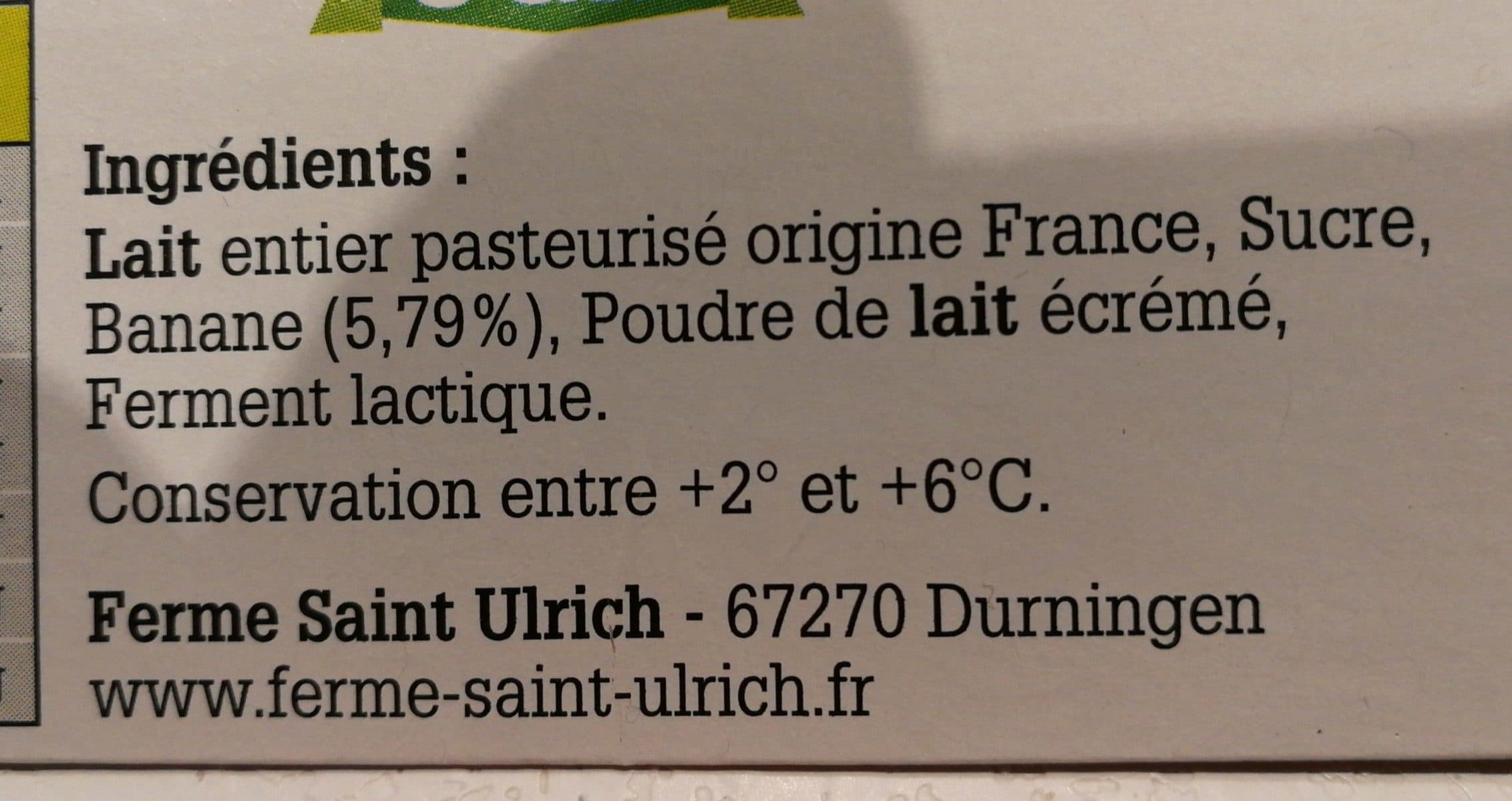 La Ferme Saint Ulrich Yaourt fermier à la banane packshot