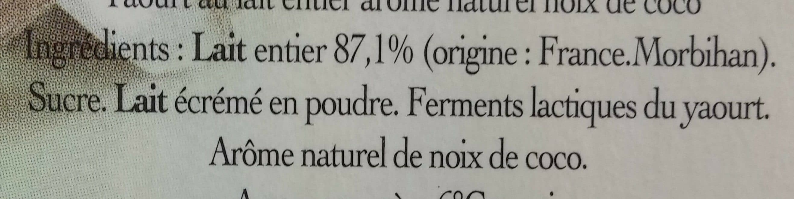 Ker Ronan Yaourt au lait entier, Arôme naturel Noix de coco packshot