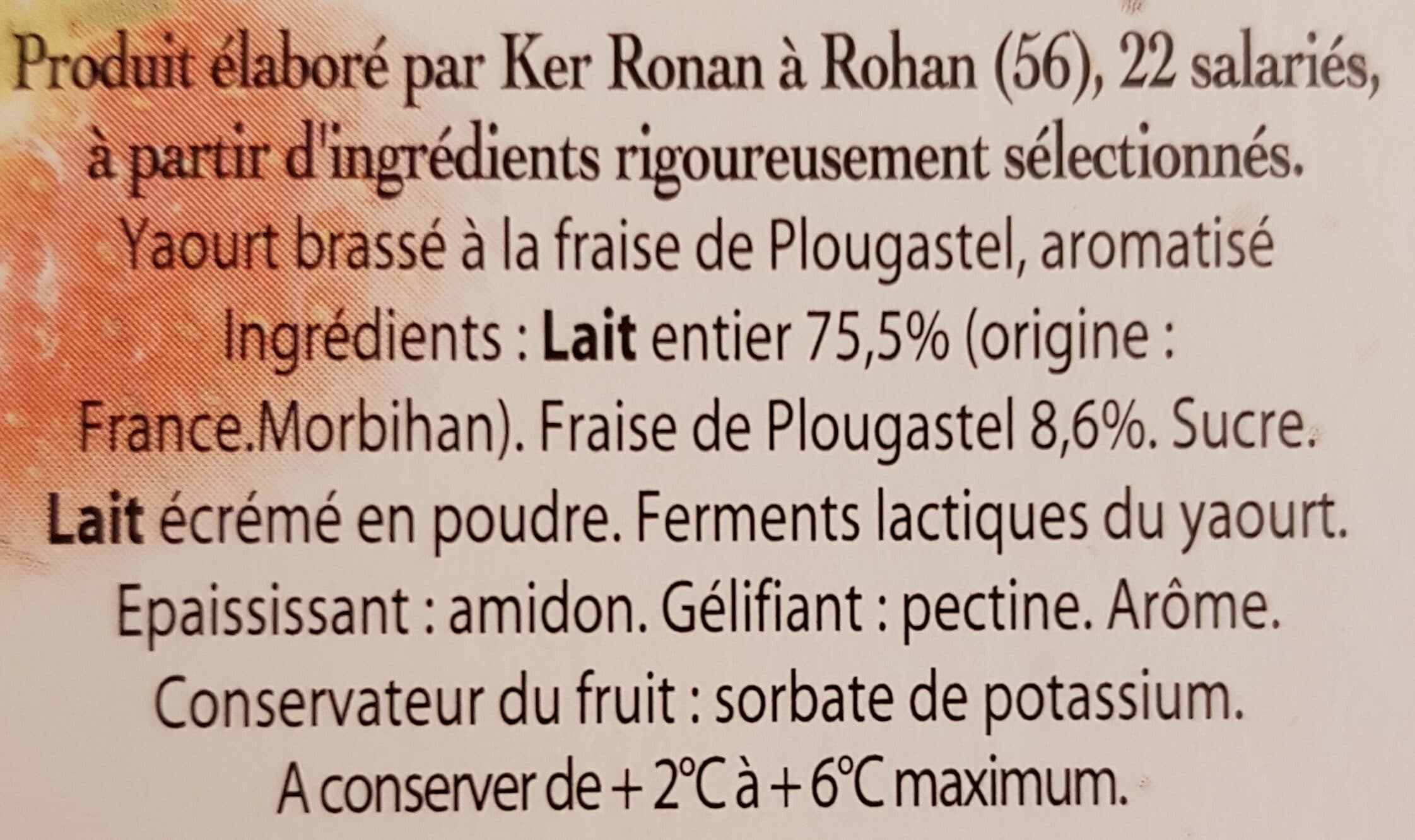 Ker Ronan Yaourt au lait entier à la Fraises de Plougastel packshot
