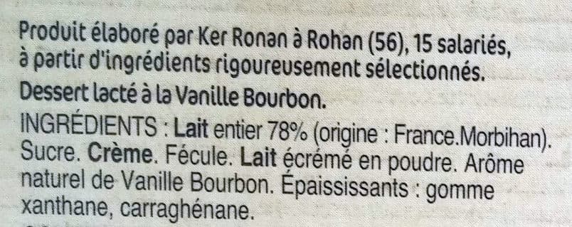 Ker Ronan Crème dessert au lait entier Vanille Bourbon packshot