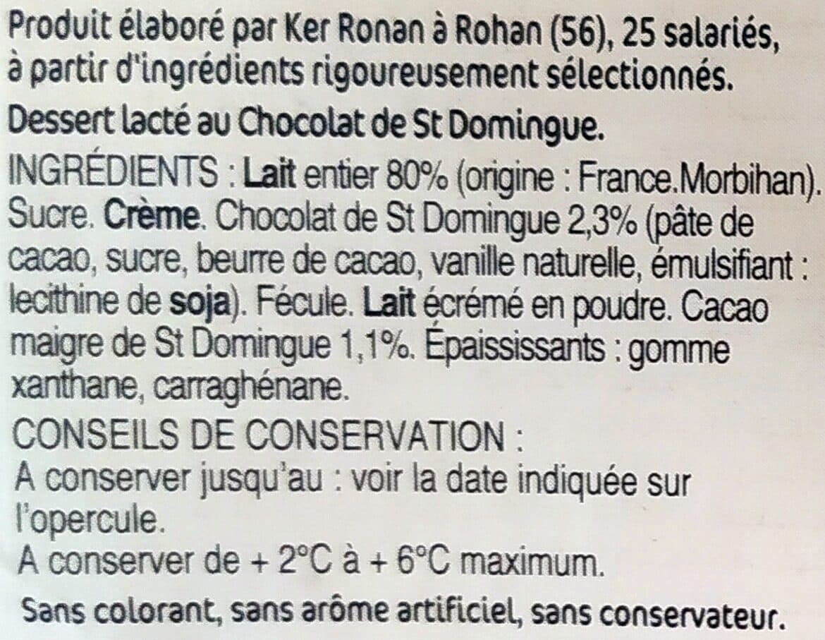 Ker Ronan Crème dessert au lait entier Chocolat de St Domingue 4 x 105 g packshot
