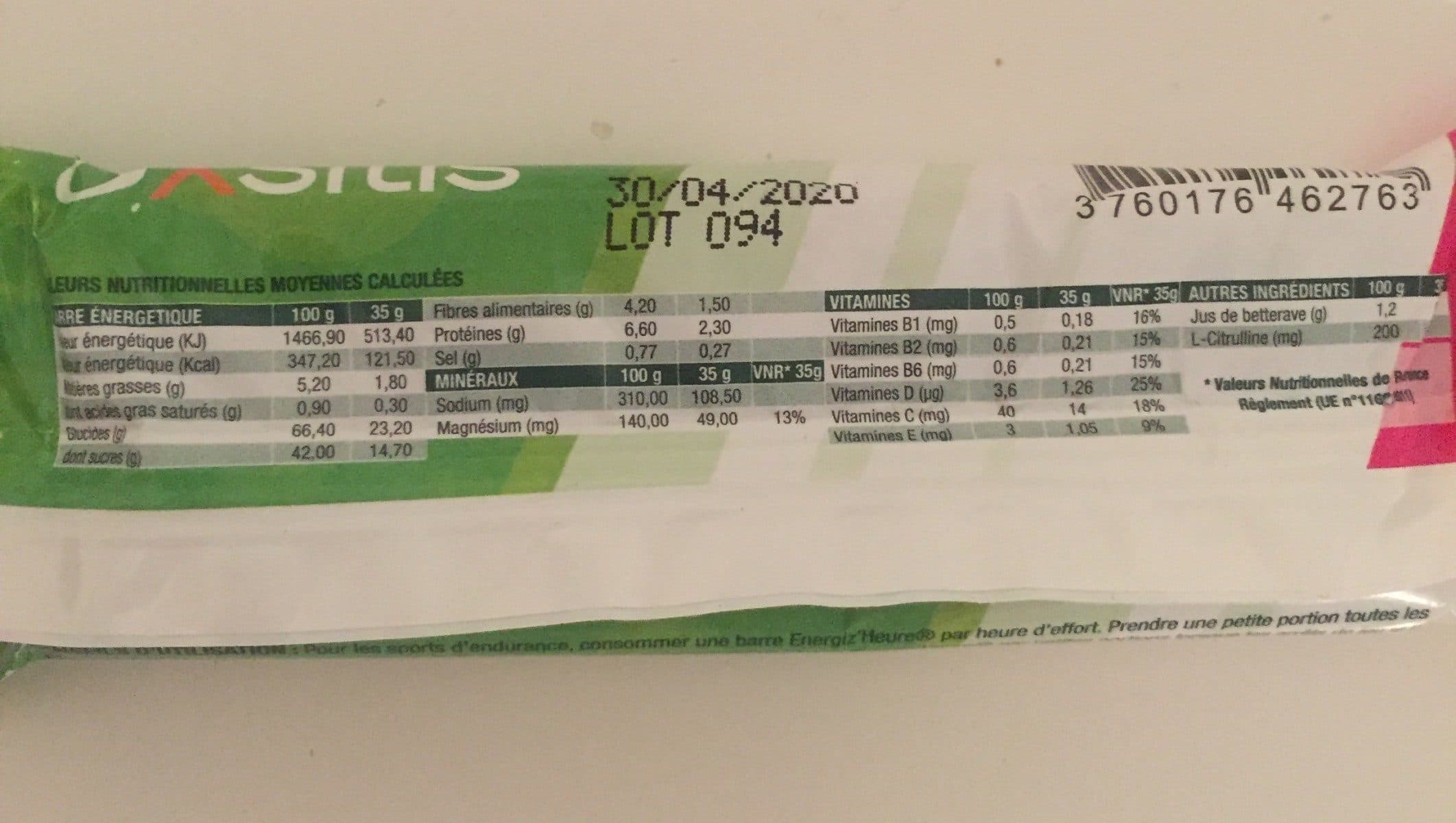 Open Food Facts Barre Energiz'Heure packshot