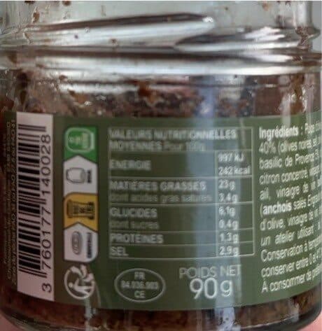 Méditéa Tapenade noire au basilic packshot
