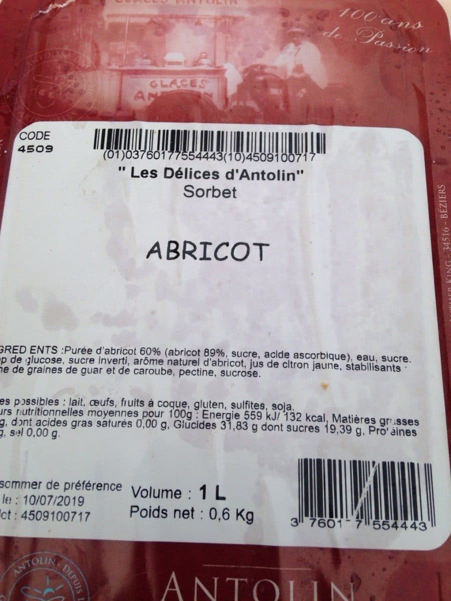 Les Délices d'Antolin Sorbet abricot packshot