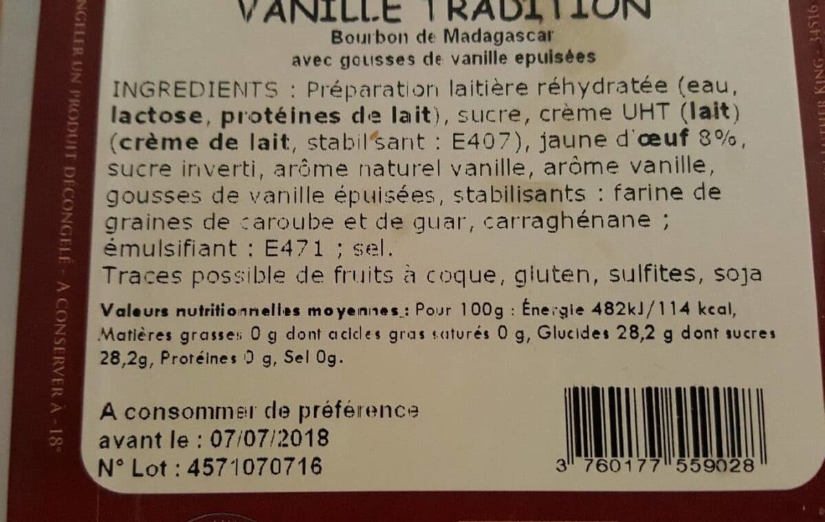 Open Food Facts Vanille tradition packshot