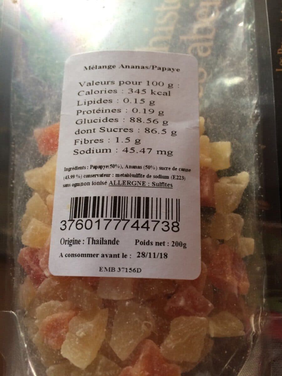 Open Food Facts Mélange ananas papaye packshot