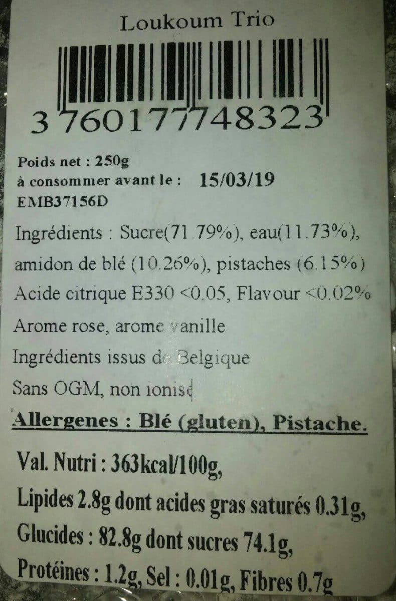 Open Food Facts Loukoum trois saveurs packshot