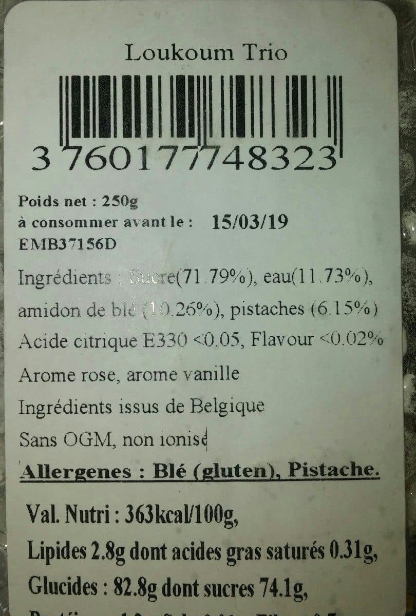 Open Food Facts Loukoum trois saveurs packshot
