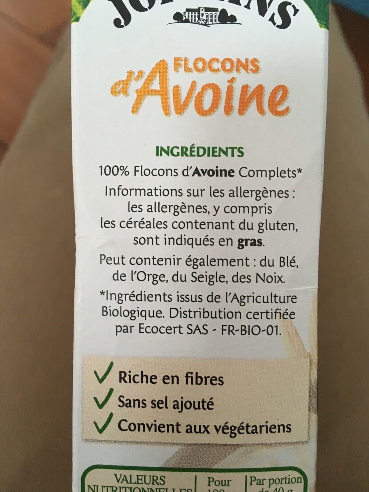 Open Food Facts Flocons d'avoine packshot