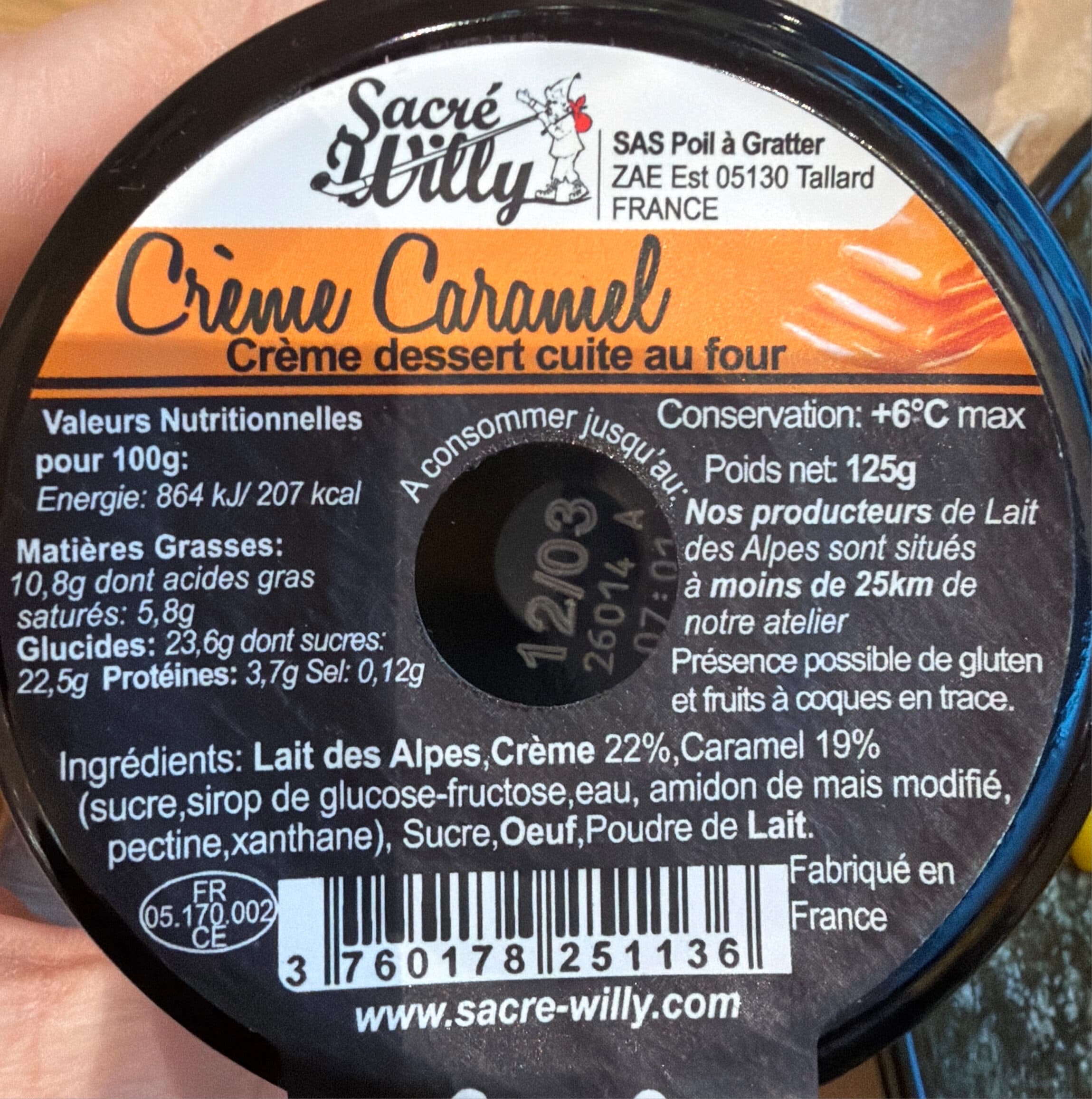 Sacre willy Crème Caramel packshot