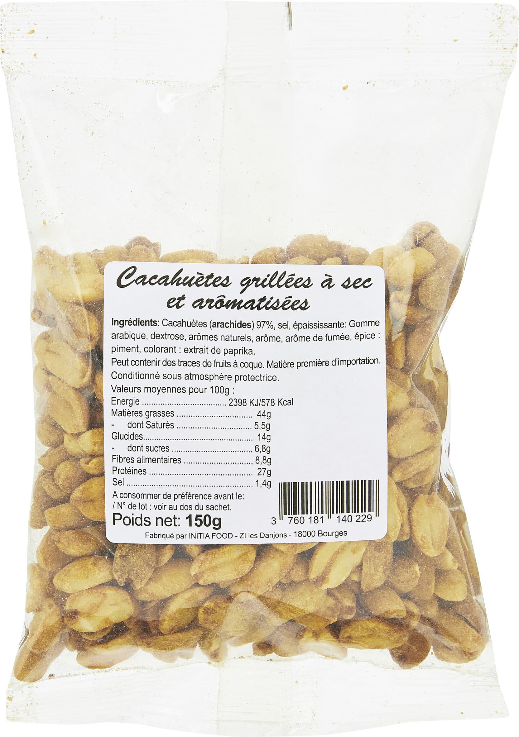 Open Food Facts Cacahuetes grillées à sec packshot
