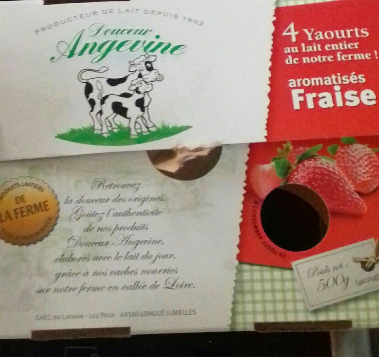 Douceur Angevine Yaourts au lait entier arômatisés fraise packshot