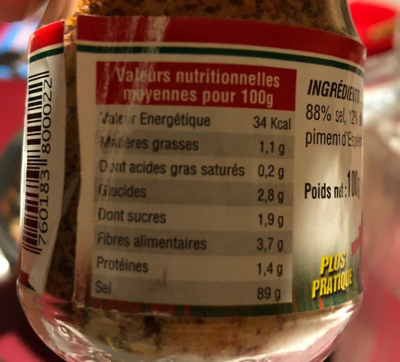 Open Food Facts Sel & piment d'espelette packshot