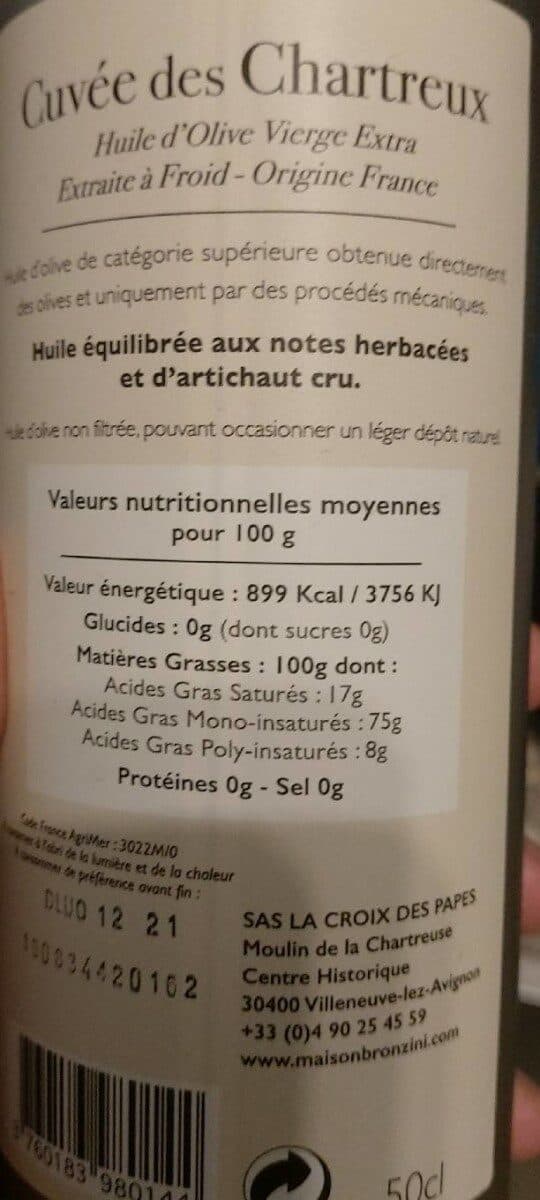 Bronzini Huile d’olive - Cuvée des Chartreux packshot