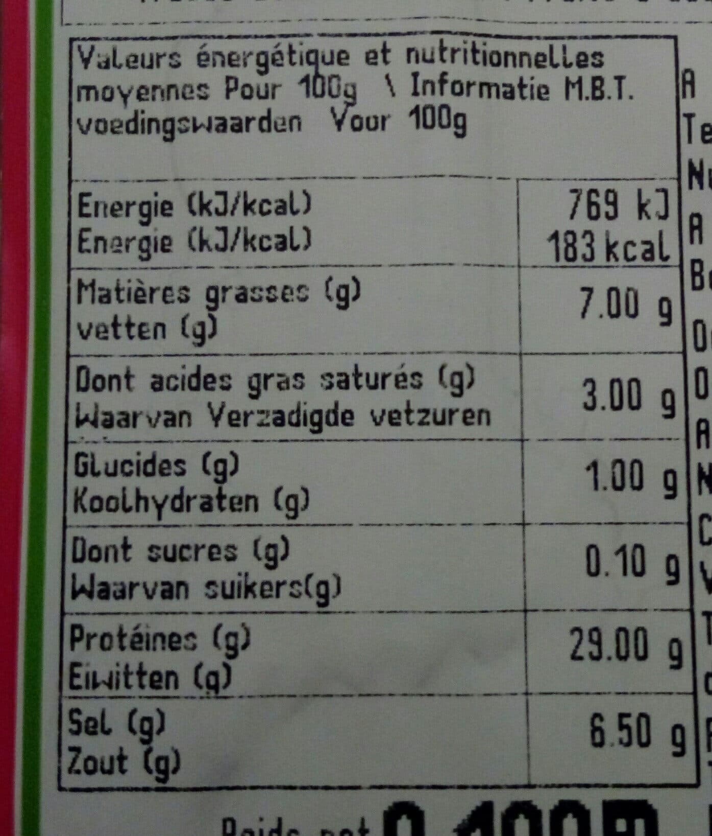Open Food Facts Jambon sec Portugais 100 g packshot