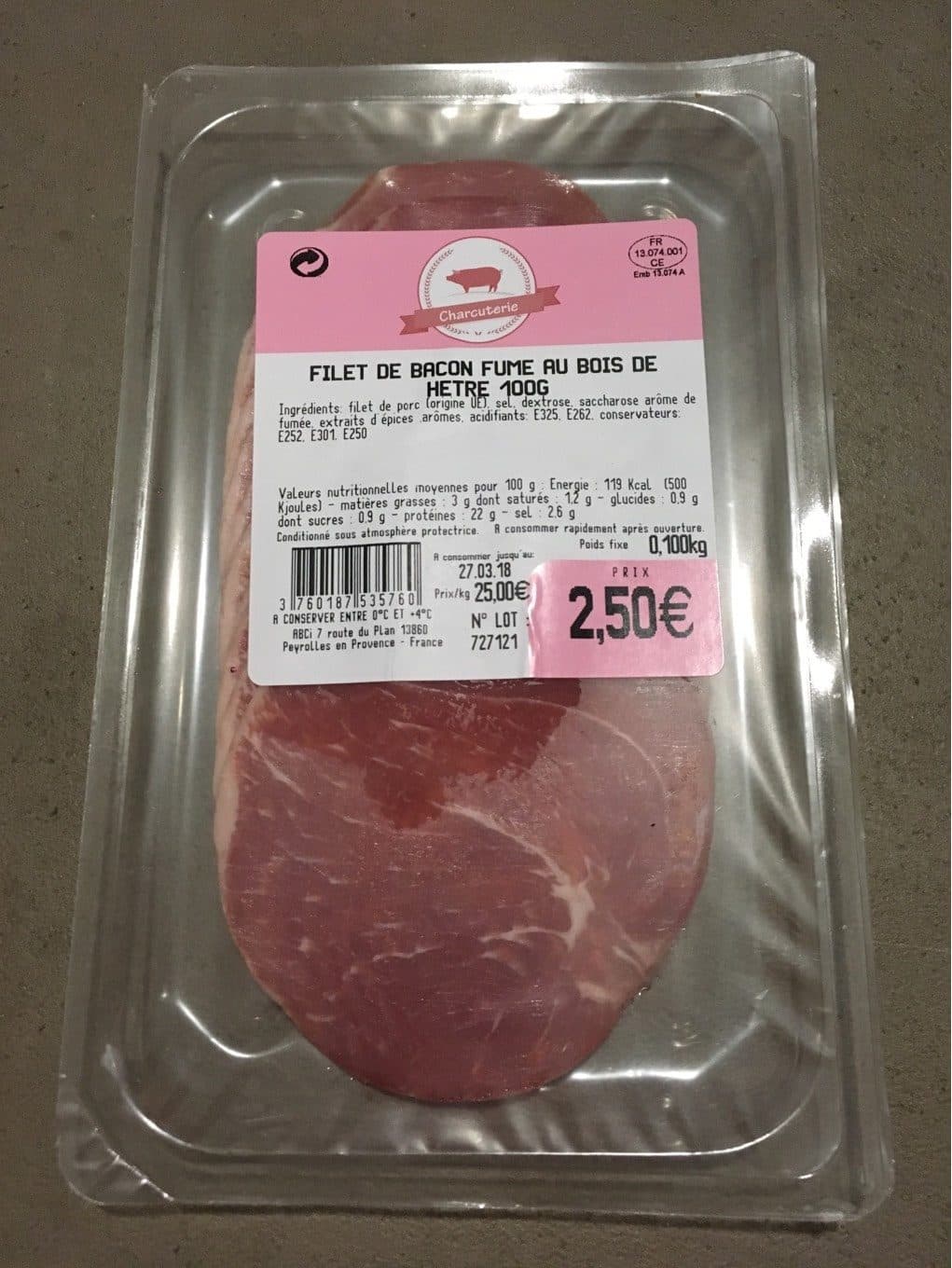 Grand Frais Filet de bacon fumé au bois de hetre packshot
