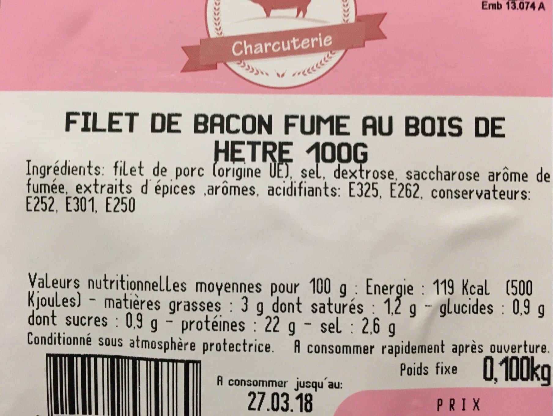 Grand Frais Filet de bacon fumé au bois de hetre packshot