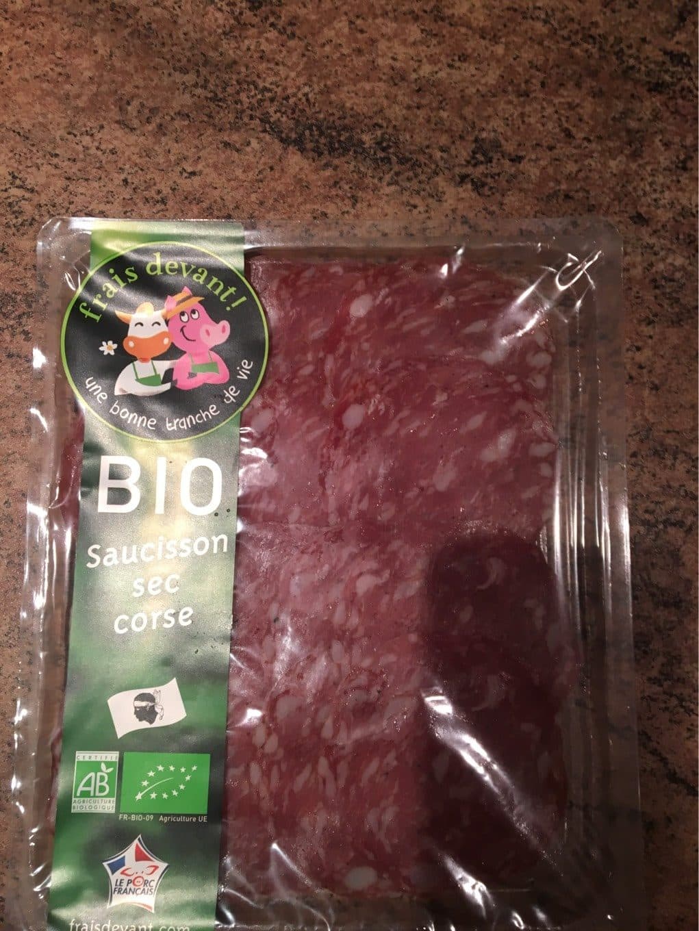 Frais devant Saucisson Sec Corse bio packshot