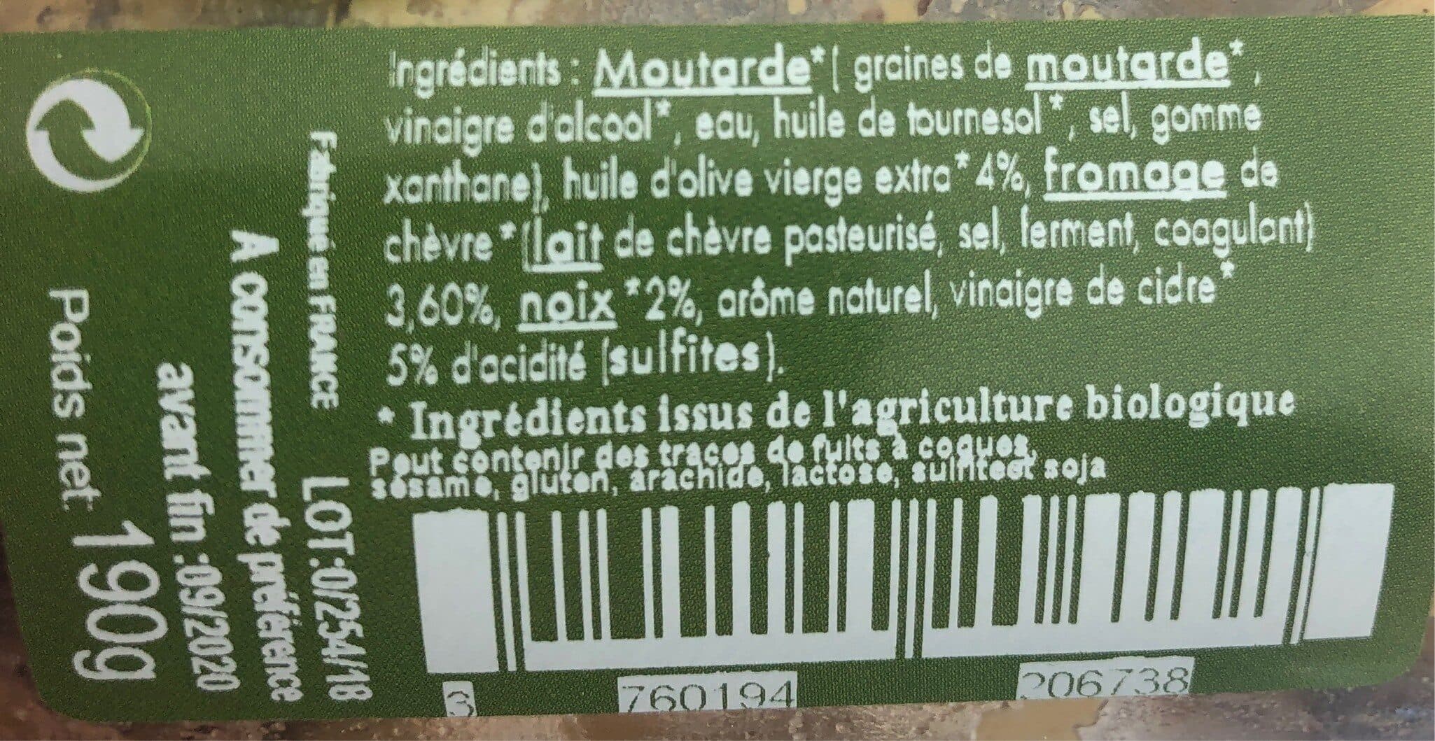 Savoir & Sens Moutarde au fromage de chèvre et noix à huile d'olive packshot
