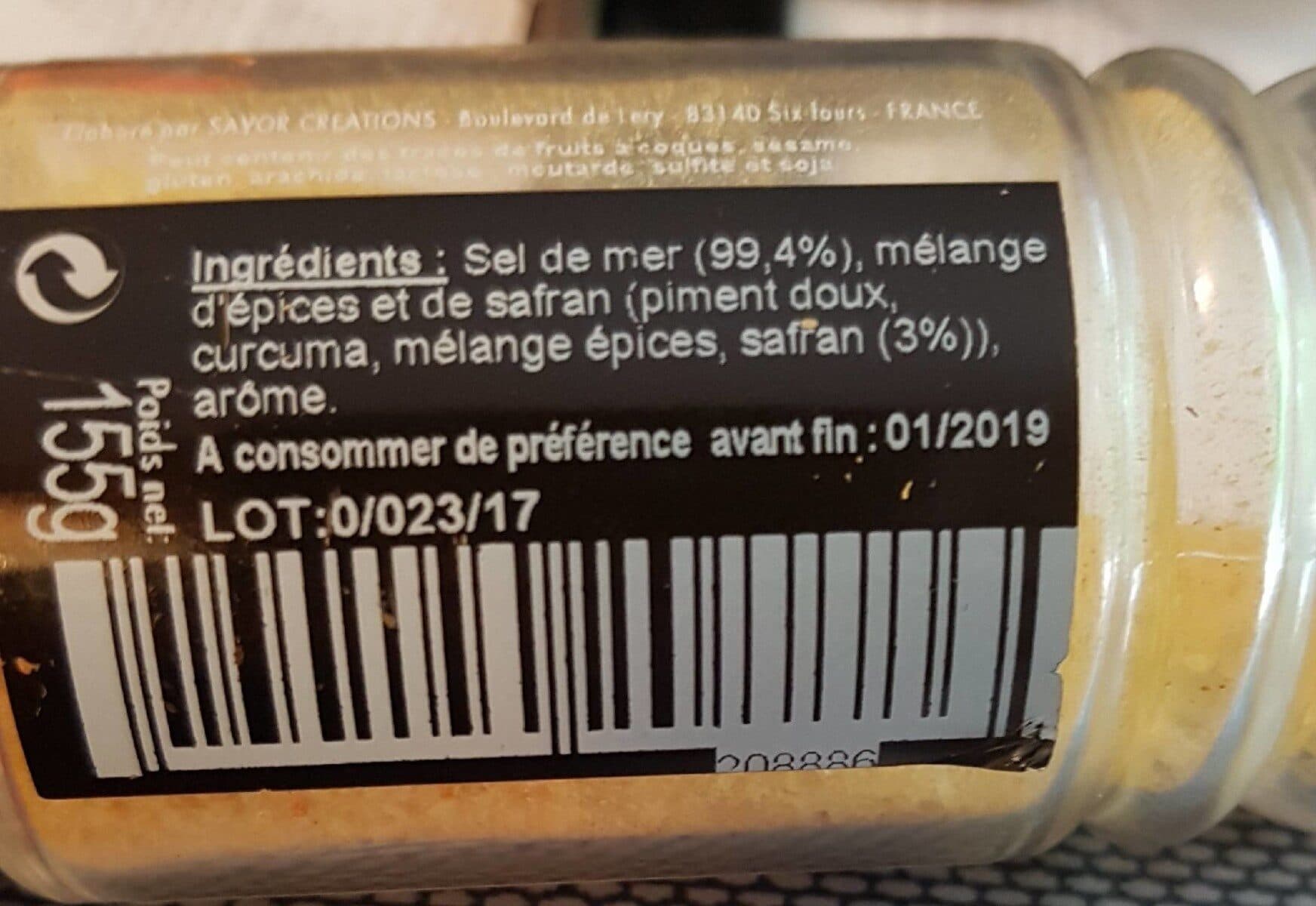 Open Food Facts Sel De Mer Saveur Safran packshot