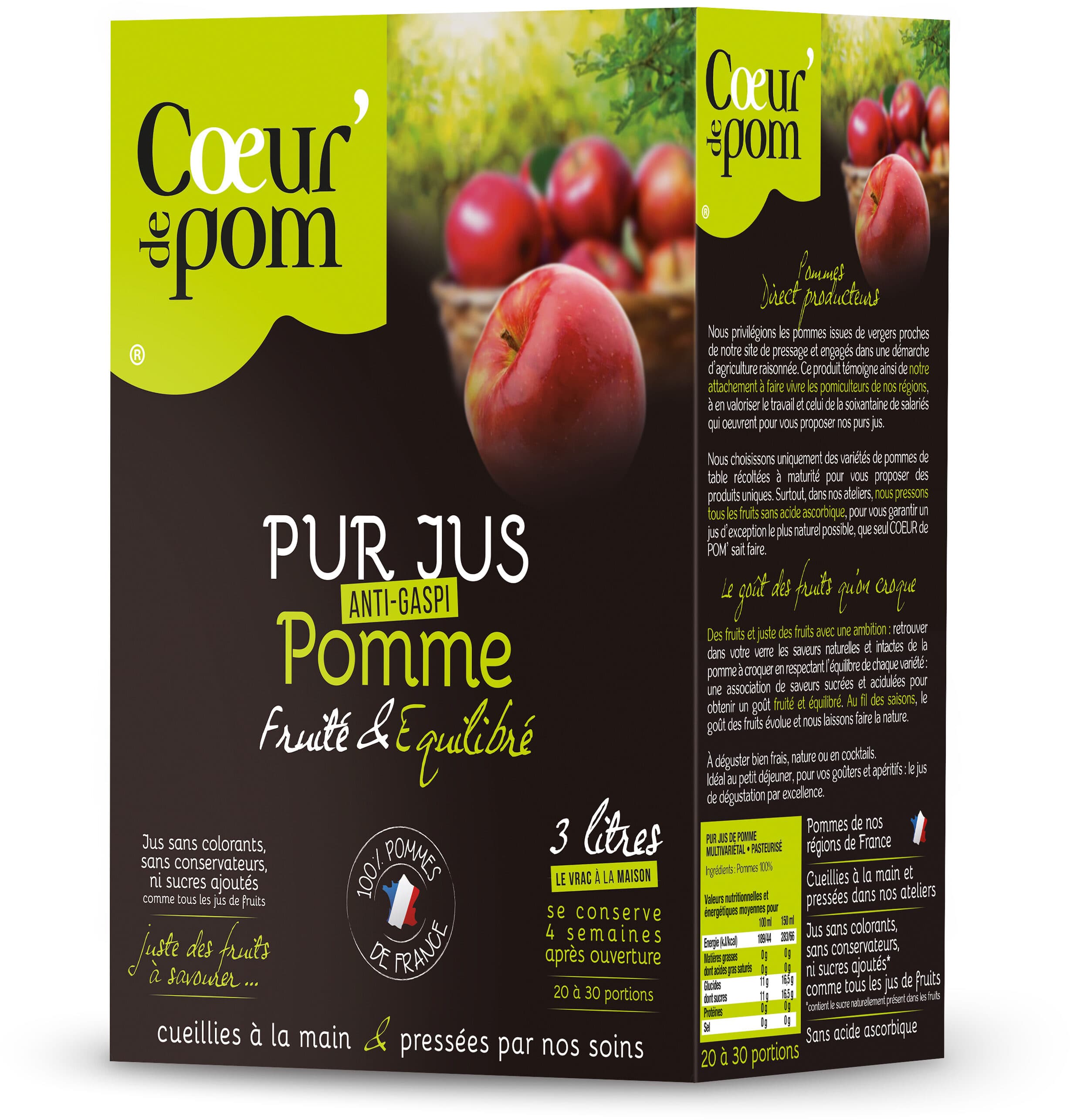 Coeur de Pom' Pur Jus de Pommes Naturel Bib 3L Cœur de Pom' packshot