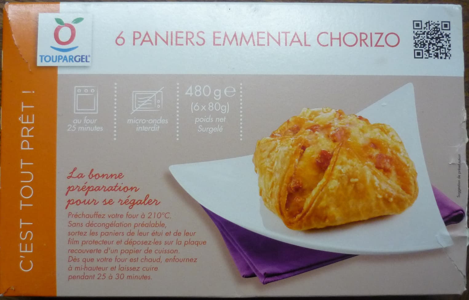 Toupargel 6 Paniers Emmental Chorizo - surgelé 480 g packshot