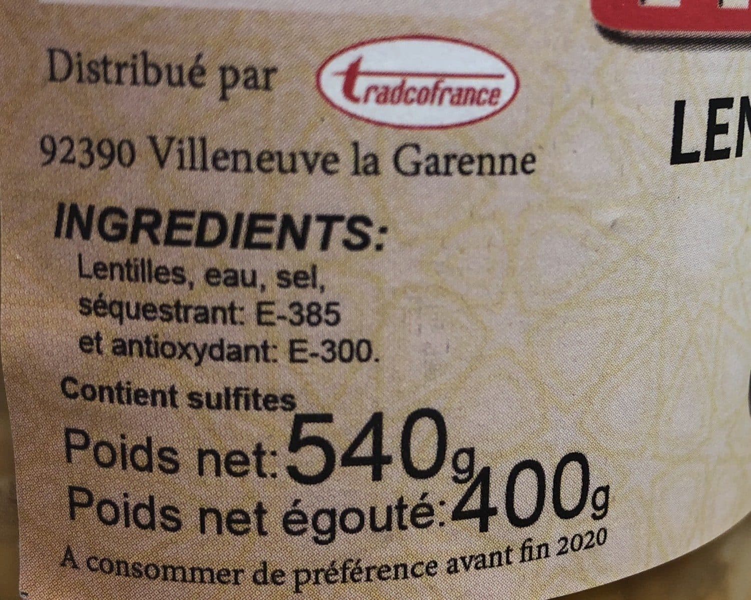Tradco France Lentilles blondes packshot