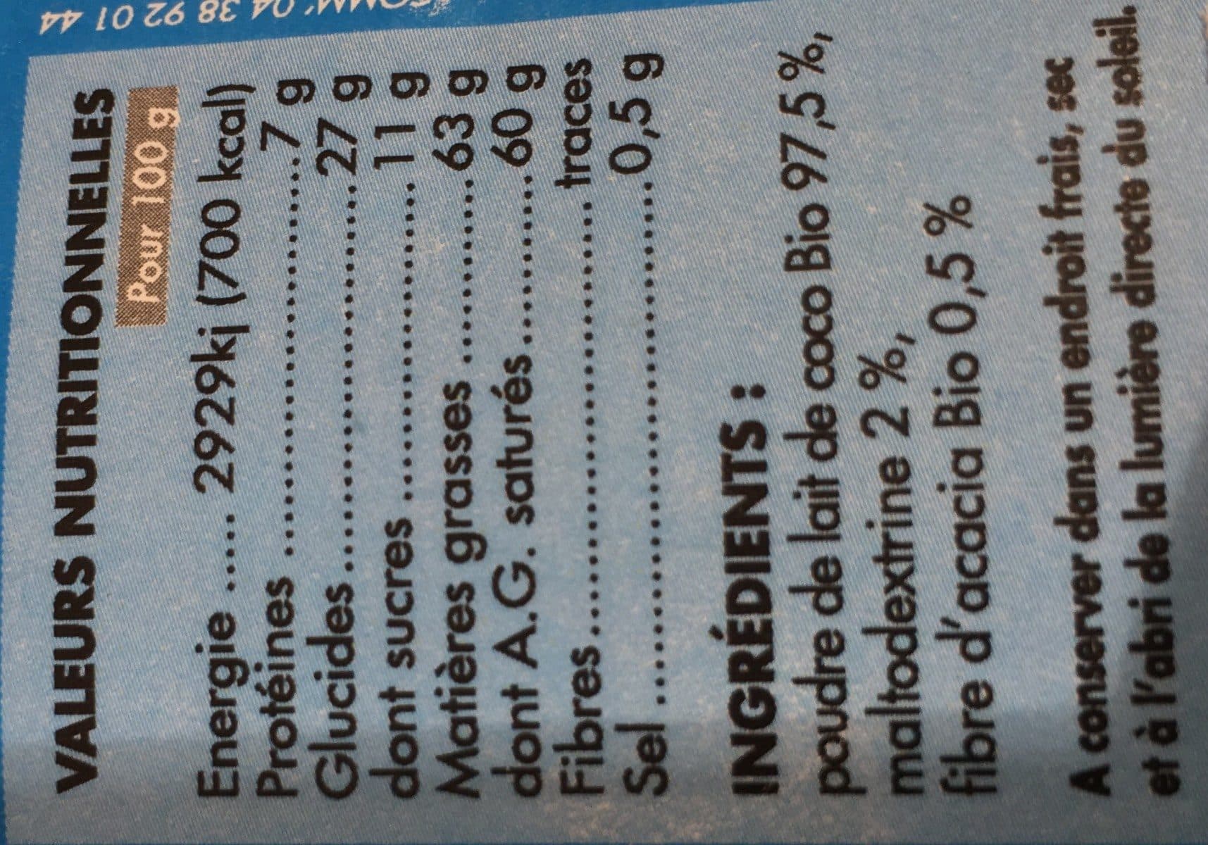 Open Food Facts Poudre de lait de coco packshot