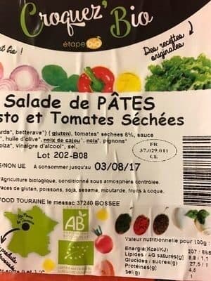 Croquez Bio Salade De Pates Pesto Et Tomates Sechees packshot