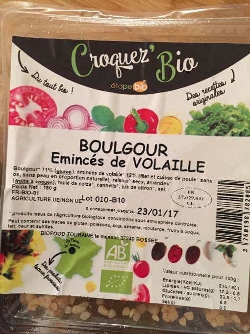 Croquez bio Boulgour Eminces De Volaille packshot