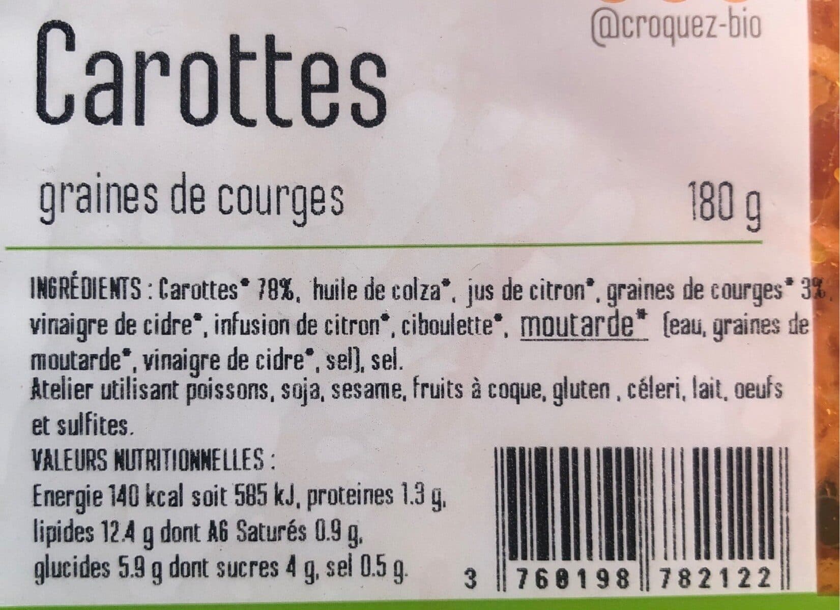 Biofood Carottes Râpées aux Graines de Courges packshot