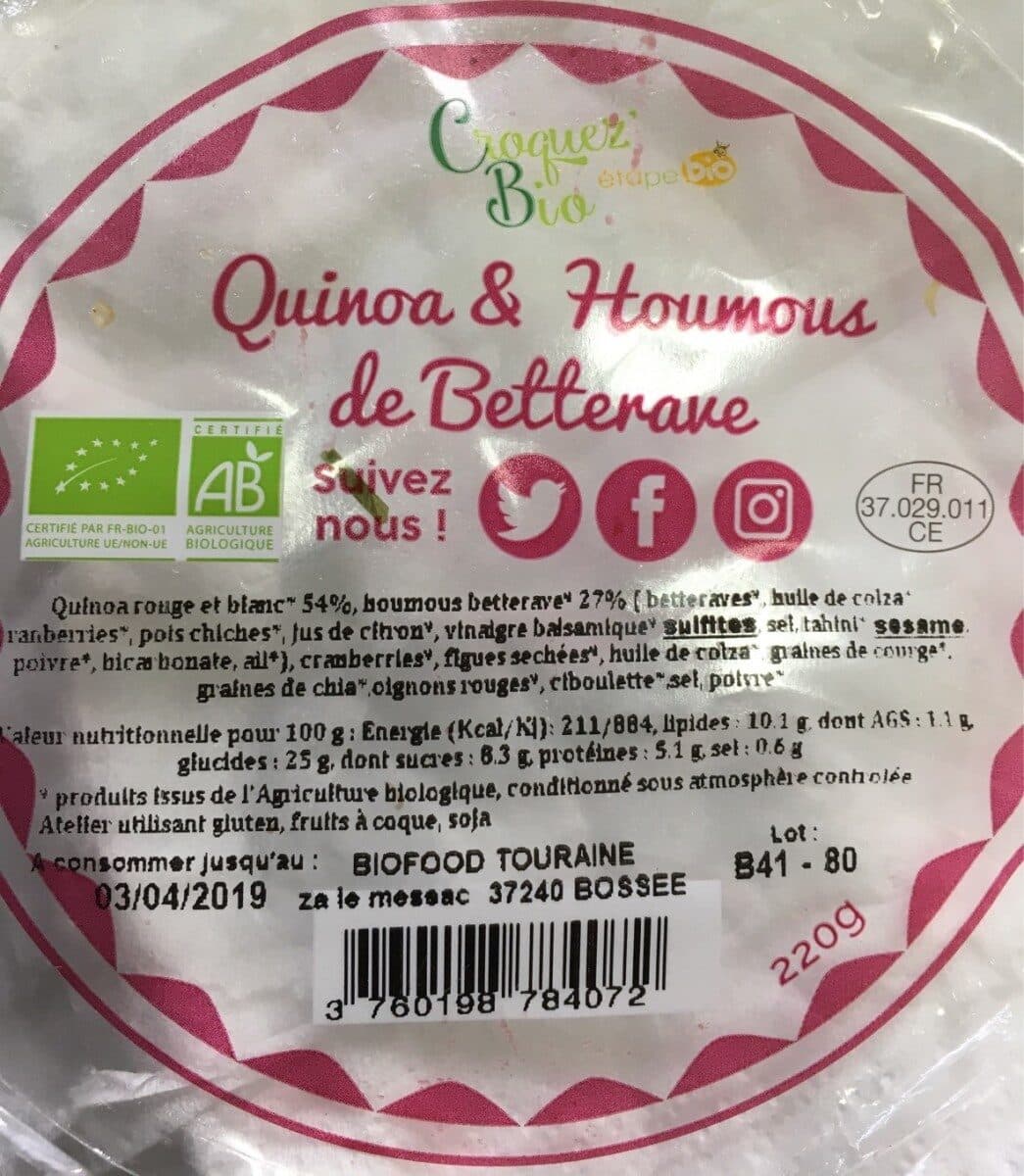 Croquez'bio Quinoa & Houmous de Betterave packshot