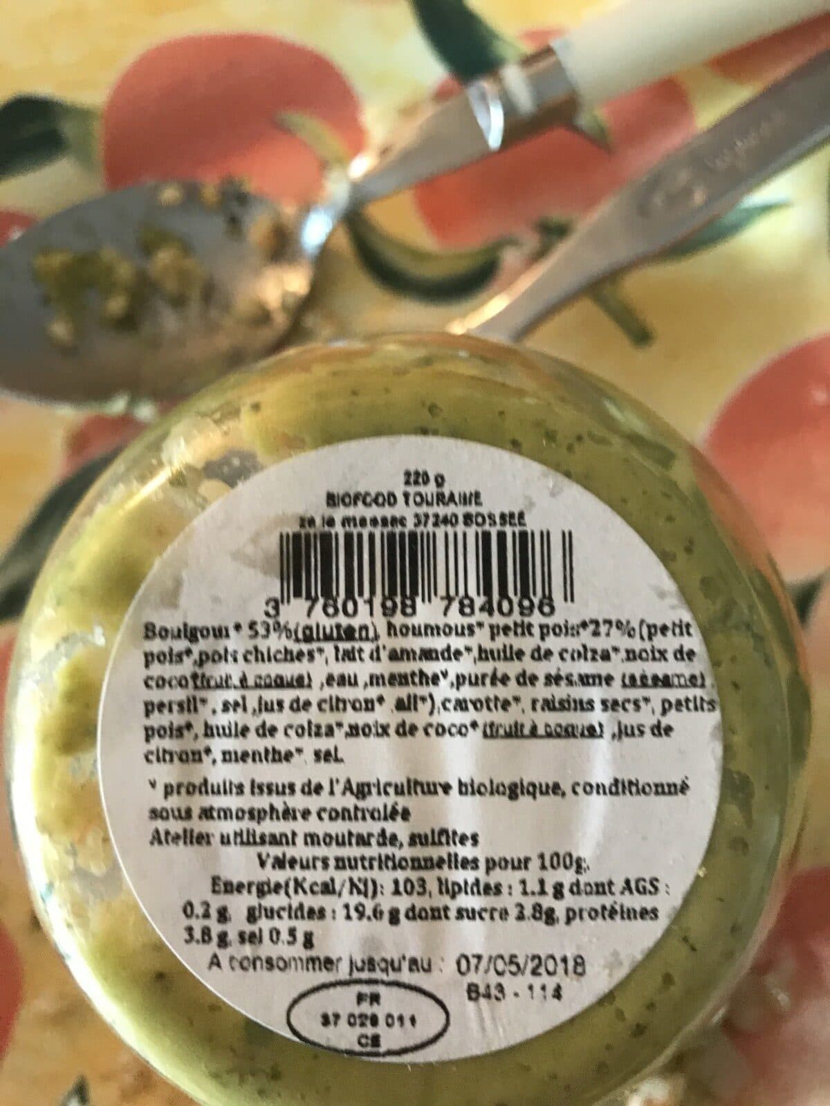 Croquez Bio Boulgour et houmos de pois menthe packshot