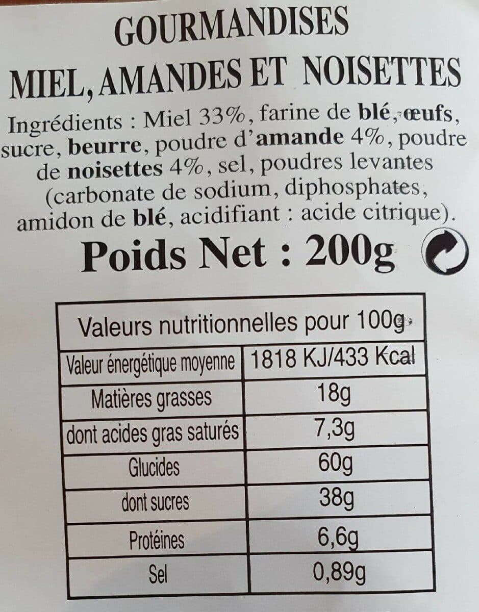 Open Food Facts Gourmandises miel amandes noisettes packshot