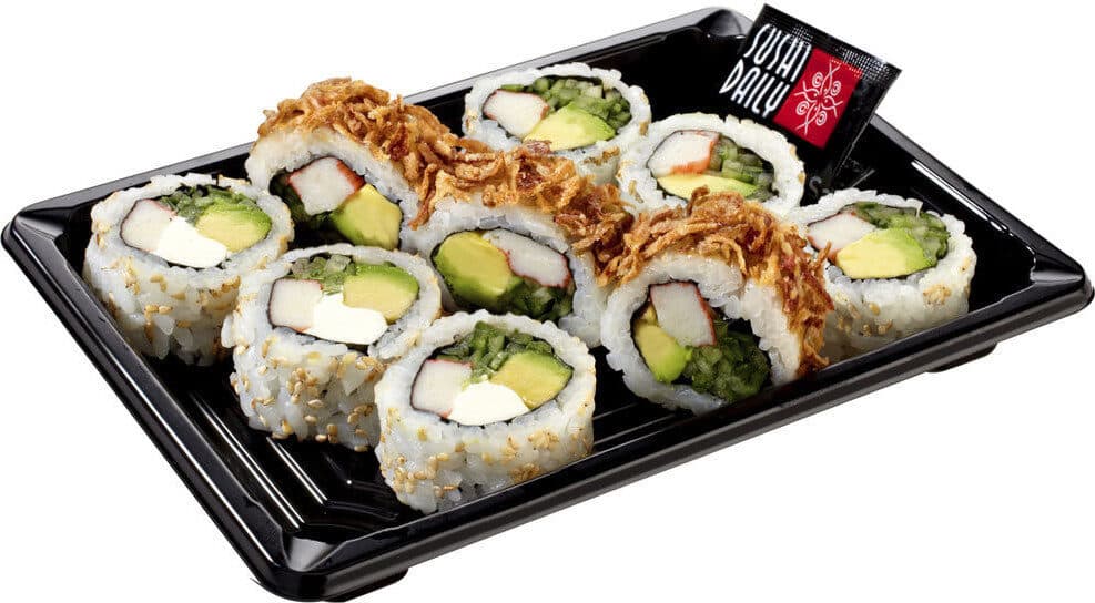 Sushi Daily Triple roll contenuto california rolls crunch cali rolls packshot