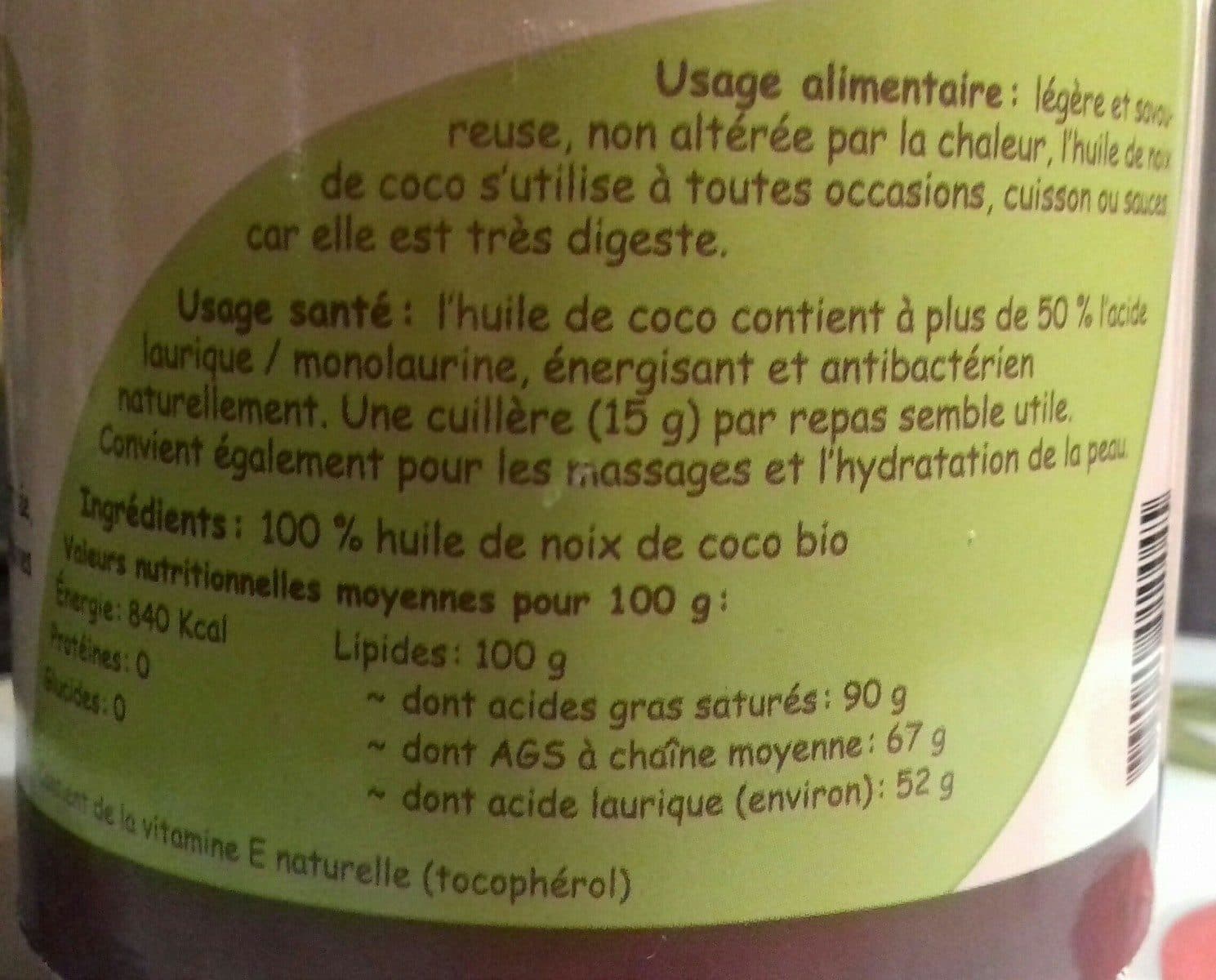 Open Food Facts Huile vierges de noix de coco packshot