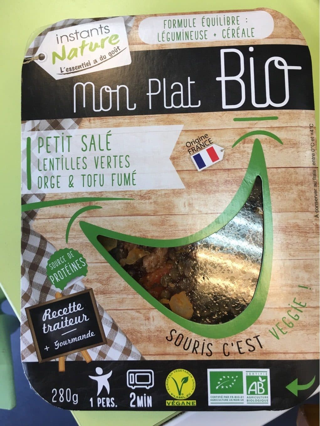 Instants Nature Mon Plat Bio Petit salé Lentilles vertes Orge & Tofu fumé packshot