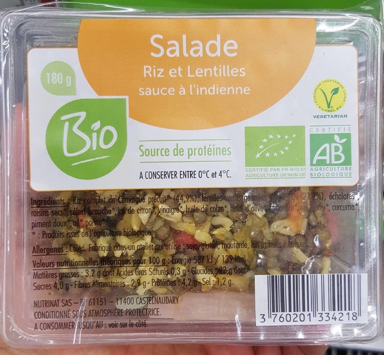 Open Food Facts Salade riz et lentilles sauce indienne packshot