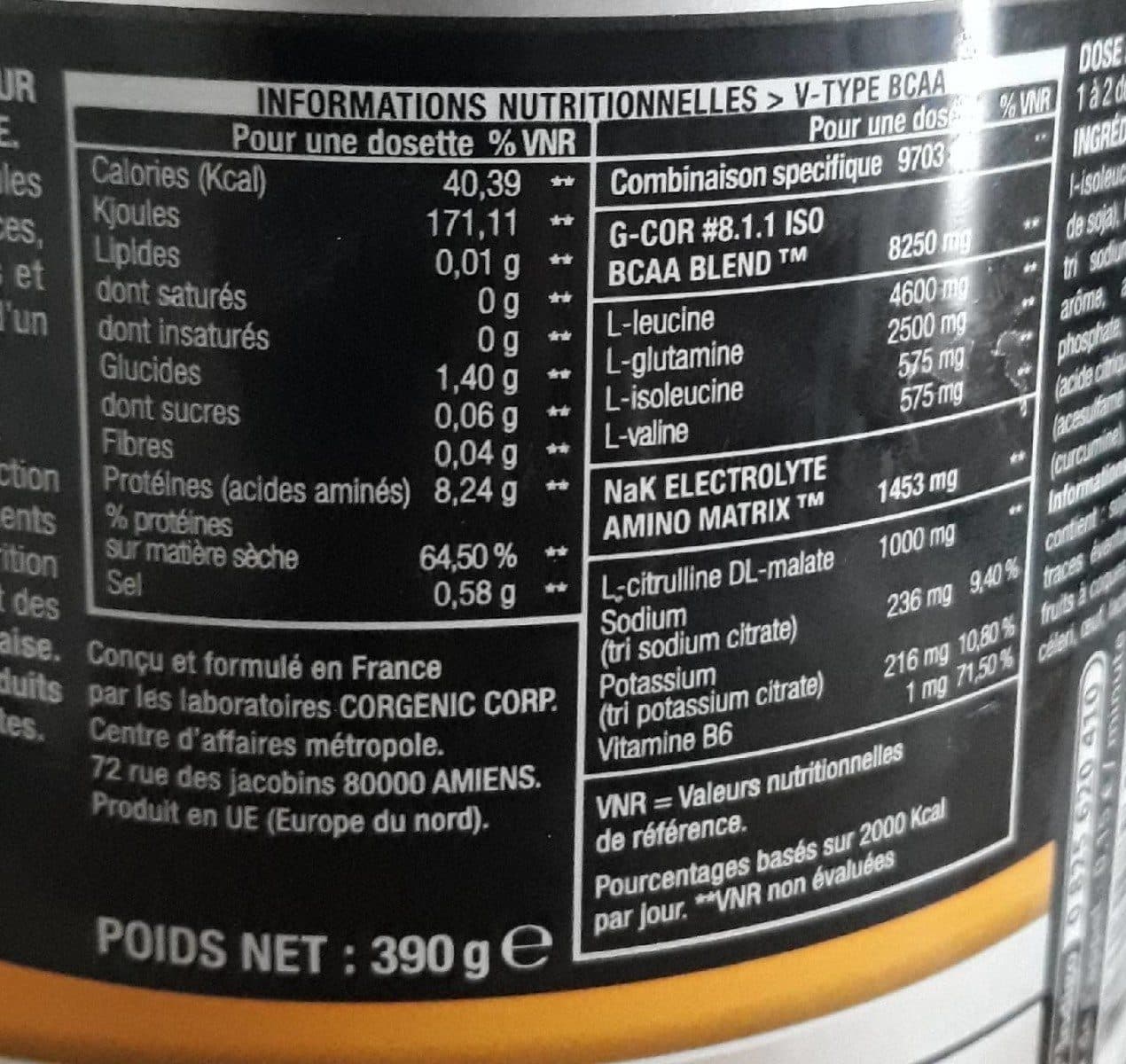 Open Food Facts V type bcaa saveur ananas packshot