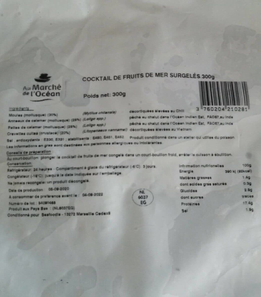 Open Food Facts Cocktail de fruits de mer surgelés packshot