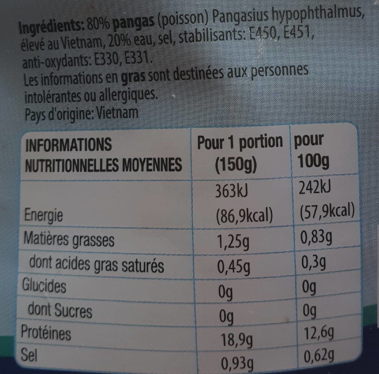 Open Food Facts Filets de pangas surlegés packshot