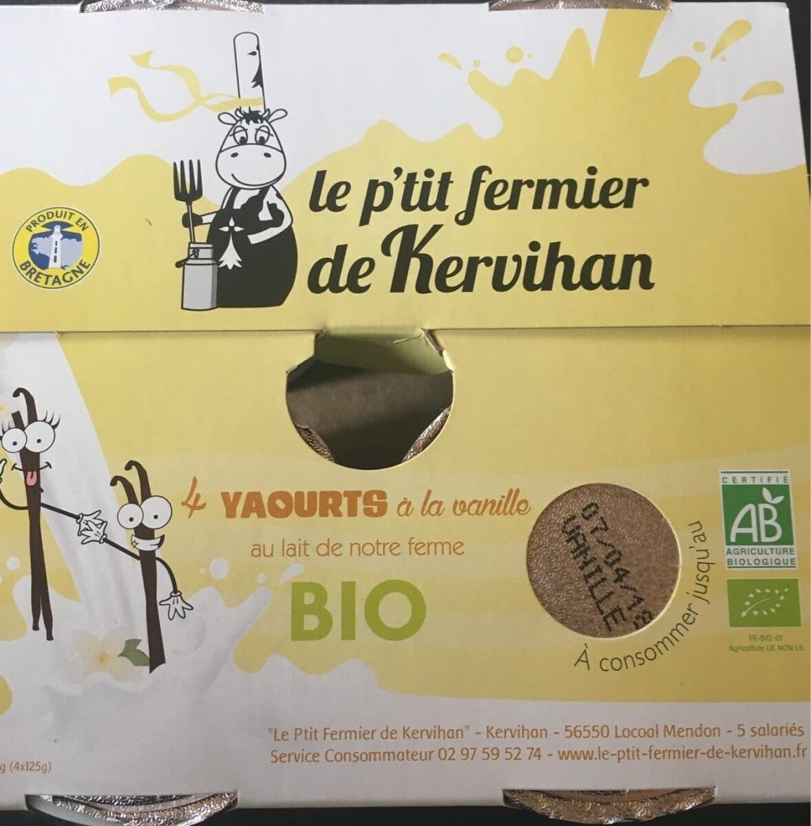 Le P'tit Fermier de Kervihan Yaourts à la vanille au lait de notre ferme packshot
